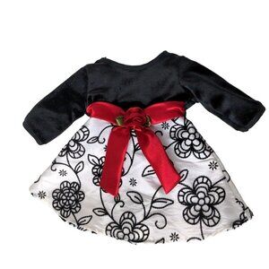 Dollie & Me Doll Dress Black White Red Flowers 18 Inch